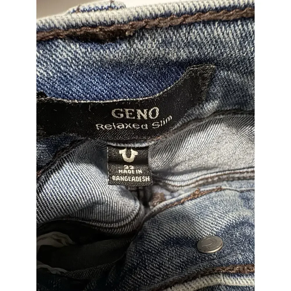 True Religion Geno Relaxed Slim Jeans Mens 33 Blue Horseshoe Stretch Denim